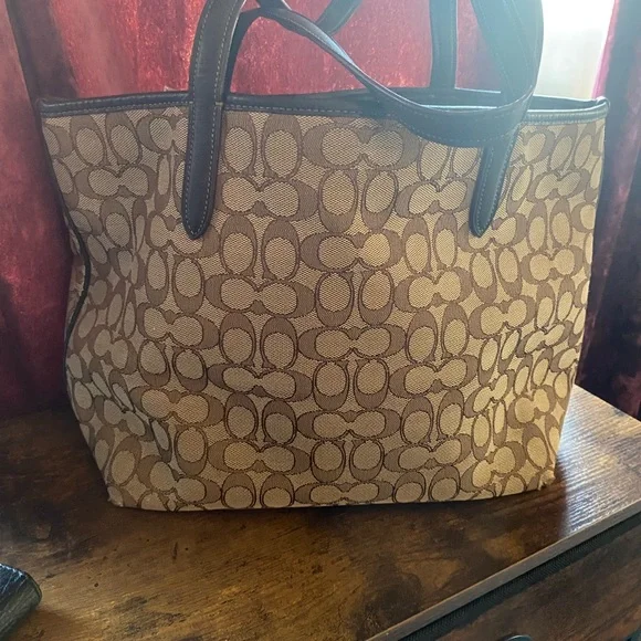Coach Tan and Brown Signature Tote - Picture 2 of 7